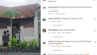 Kocak! Bayi Bisa Nongkrong di Atap Rumah, Bikin Warga Sekitar Panik, Netizen: Diluar Perkiraan BMKG