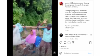 Bereda Video Warga Tandu Ibu-ibu Sakit Susuri Jalan Berlumpur di Jombang