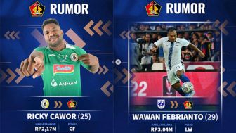 Wow! Wawan Febrianto dan Ricky Cawor Dirumorkan Bakal Pindah ke Persik Kediri