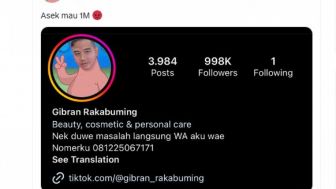 Senangnya Gibran Followers di Twitter Nyaris 1 M, Publik: Sombong Banget Followingnya Cuma 1