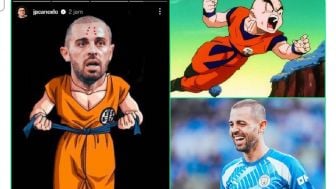 Kocak! Laga di Jepang, Joao Cancelo Unggah Foto Editan Karakter Krillin Ledek Bernando Silva