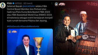 PSSI Unggah Penghargaan Erick Thohir di FIBA 2023, Netizen: Lihat Kiri Kanan Kalo Nyebrang!