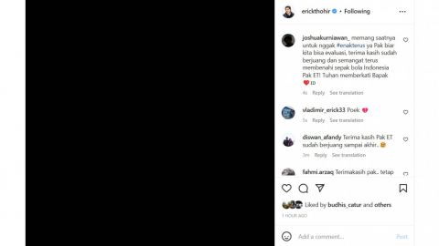 Pasang Foto Hitam di Medsos, Publik Beri Semangat ke Erick Thohir, Dukung Reformasi Sepakbola Indonesia