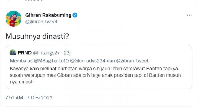 Warganet Iri dengan Kepemimpinan Gibran di Kota Solo hingga Bandingkan dengan Banten: Musuhnya Dinasti