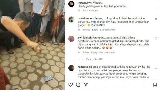 Heboh Video Santri Hancurkan Ponsel di depan Teman-temannya, Publik Bongkar Kerasnya Pendidikan di Ponpes