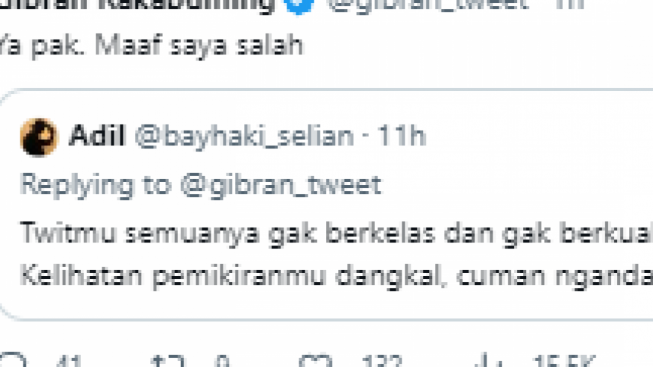 Kualitas Tweetnya Disebut Dangkal hingga Seperti Anak SD, Gibran Rakabuming Raka: Ya Pak, Maaf Saya Salah