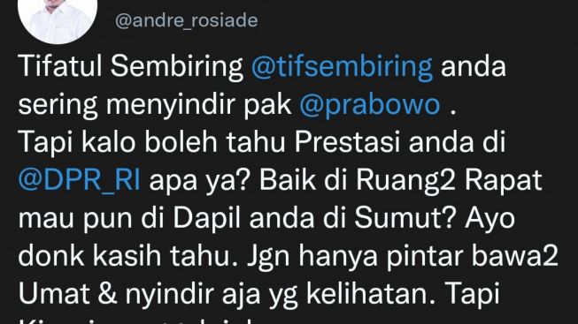 Skakmat Tifatul Sembiring yang Kerap Sentil Prabowo, Andre Rosiade: Kinerja Engga Jelas!