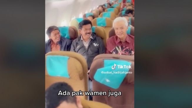 Wow! Menteri ATR dan Gubernur Ganjar Pranowo Bertemu di Pesawat, Jadi Penumpang Ekonomi