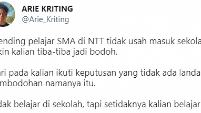 Kecam Sekolah Masuk Jam 5 Subuh di NTT, Arie Kriting: Keputusan yang Tak Ada Landasan Ilmiah