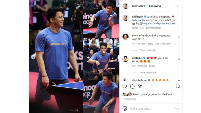 Unggah Foto Saat Ping-Pong, Pesona Ariel Noah Tak Pernah Pudar, Netizen: Kapan Tuanya Sih?