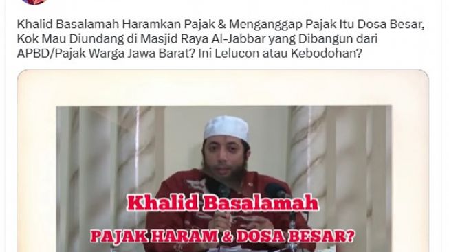 Khalid Basalamah Sebut Pajak Haram, Gun Romli: Kok Mau Diundang di Masjid Raya Al-Jabbar?