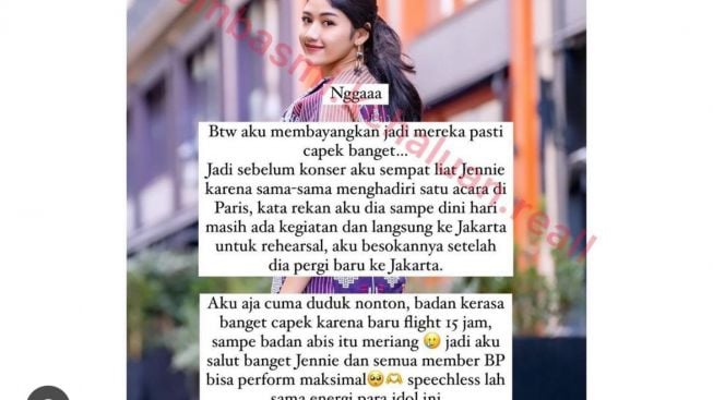 Erina Gudono Ungkap Salut dengan Semangat Jennie Blackpink, Kenapa?