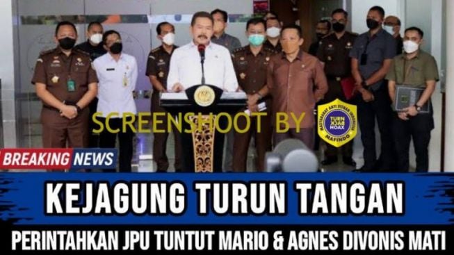 CEK FAKTA: Kejagung Perintahkan Jaksa Penuntut Umum, Minta Mario dan Agnes Dihukum Mati