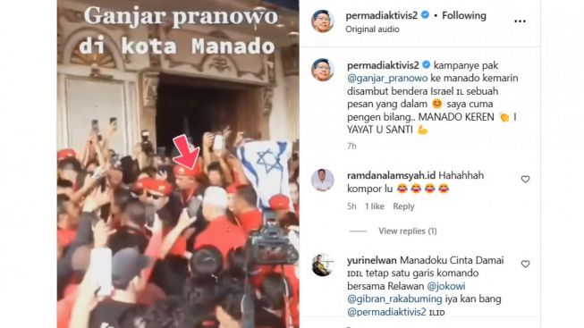 Abu Janda Sorot Kunjungan Ganjar Pranowo ke Manado Disambut Bendera Israel: Keren!