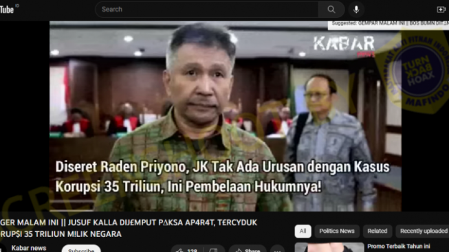 CEK FAKTA: Benarkah Jusuf Kalla Dijemput Paksa Aparat?