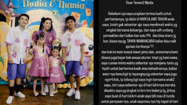 Ruben Onsu Geram, Ultah Putrinya Kacau karena Ada Oknum Wartawan Nekat Masuk: Tolong Banget!