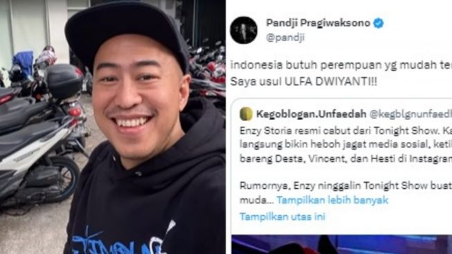 Pandji Pragiwaksono Sarankan Nama Ini Untuk Gantikan Enzy Storia di Tonight Show, Warganet: Itu kan Era Elu Bang