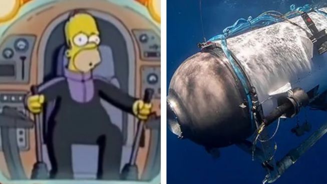 The Simpsons dan kapal selam OceanGate. (Kolase Twitter)