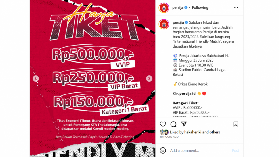Harga Tiket Persija Jakarta VS Ratchaburi FC Jadi Sorotan, Publik Stadion Buat Ngarit Hewan Harga Tiket Persija Jakarta VS Ratchaburi FC Jadi Sorotan, Publik Stadion Buat Ngarit Hewan