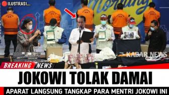 CEK FAKTA: Tolak Damai, Presiden Jokowi Tangkap 5 Menterinya dalam Kasus Korupsi BTS Kominfo