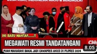 CEK FAKTA: Mantap, Megawati Soekarnoputri Tandatangani Pencalonan Puan Maharani Jadi Cawapres Anies Baswedan