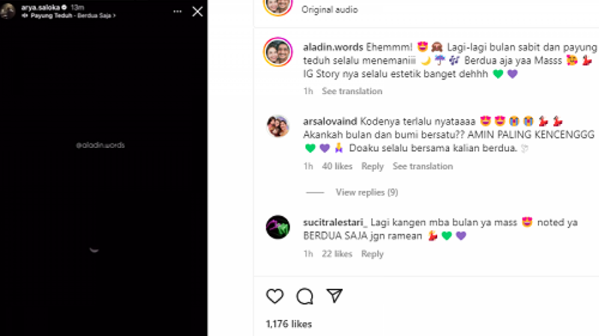 Postingan InstaStory Arya Saloka [Instagram @aladin.words]