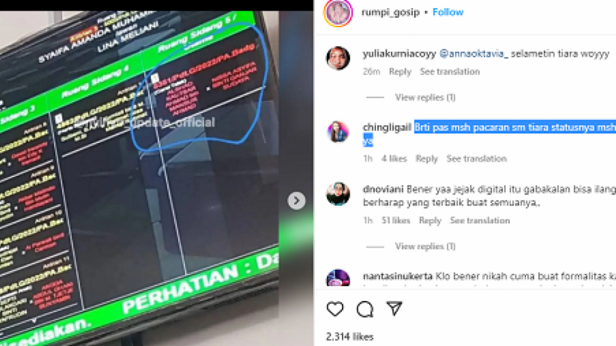 Bukti foto data perceraian yang diduga Alshad Ahmad dan Nissa Asyifa [Instagram @rumpi_gosip]