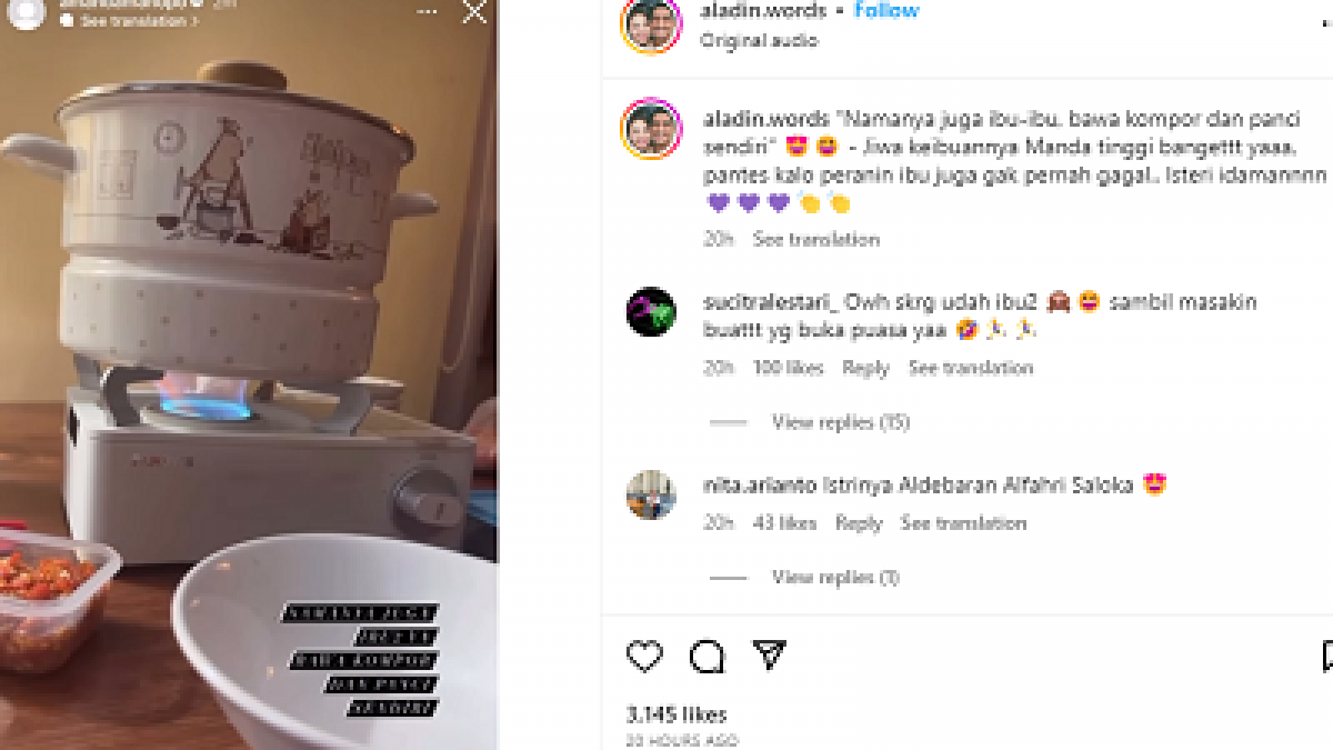 unggahan Amanda Manopo membawa alat memasak sendiri [Instagram @aladin.words]