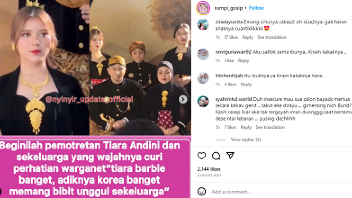 Tiara Andini beserta keluarga jalani pemotretan dengan memakai baju adat Jawa. [Instagram @rumpi_gosip]