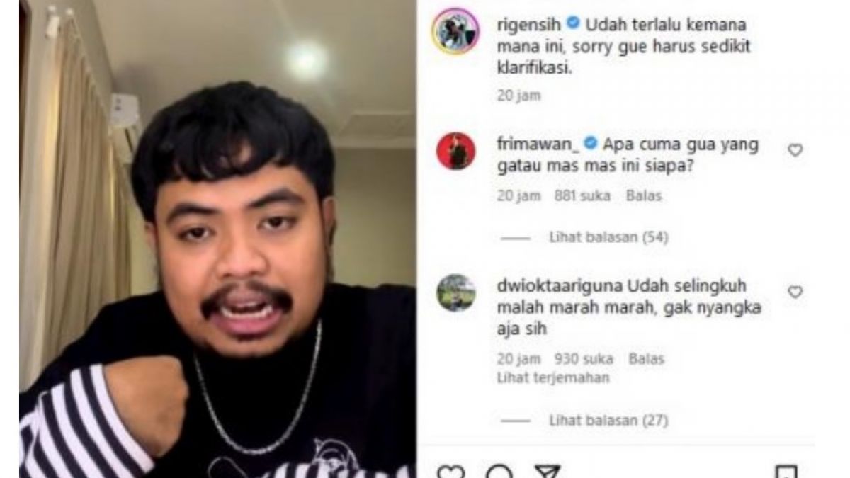 rigen yang kena batunya gegara virgoun selingkuh (Instagram Rigen)