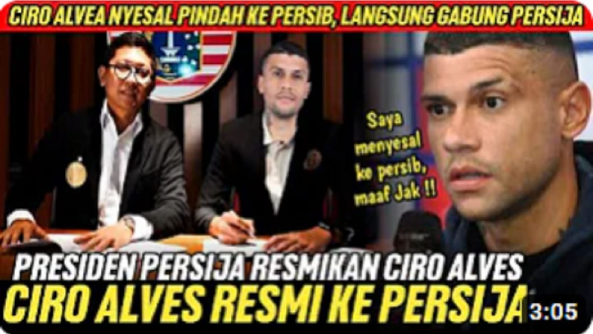 Thumbnail video yang menyebarkan kabar Ciro Alves resmi gabung ke Persija Jakarta. [bidik layar YouTube PERSIJA CHANEL]