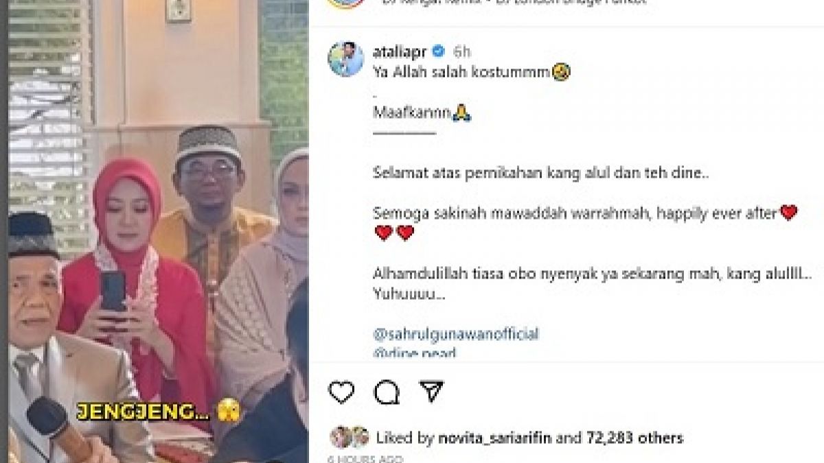 Reels Instagram @ataliapr yang diunggah Minggu 7 Mei 2023.