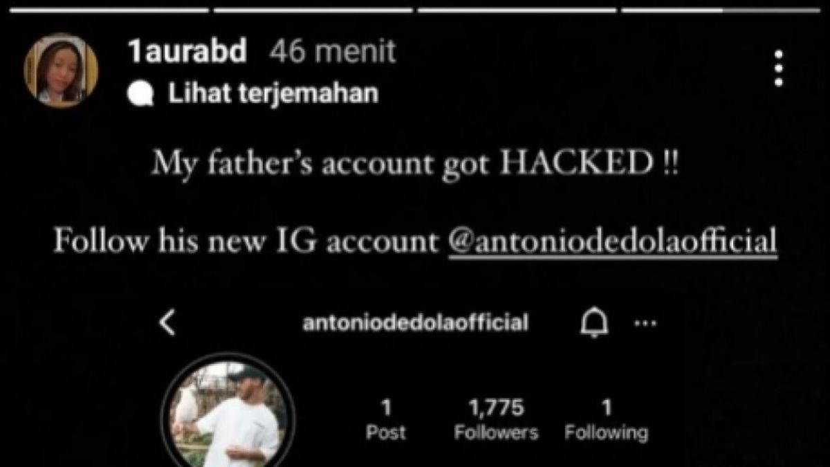 Lolly memberitahu bahwa akun ig Antonio di-hack (Instagram/lambe_danu)