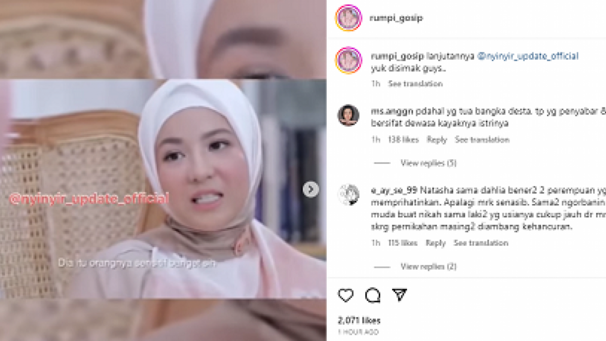 Natasha Rizki sempat bongkar tabiat Desta sebelum digugat cerai. [Instagram @rumpi_gosip]