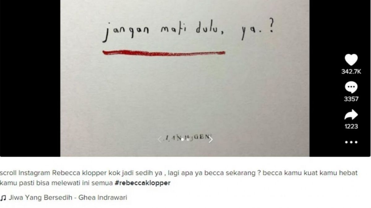 Unggahan Rebecca Klopper diunggah ulang oleh akun TikTok @nyunyojoea.
