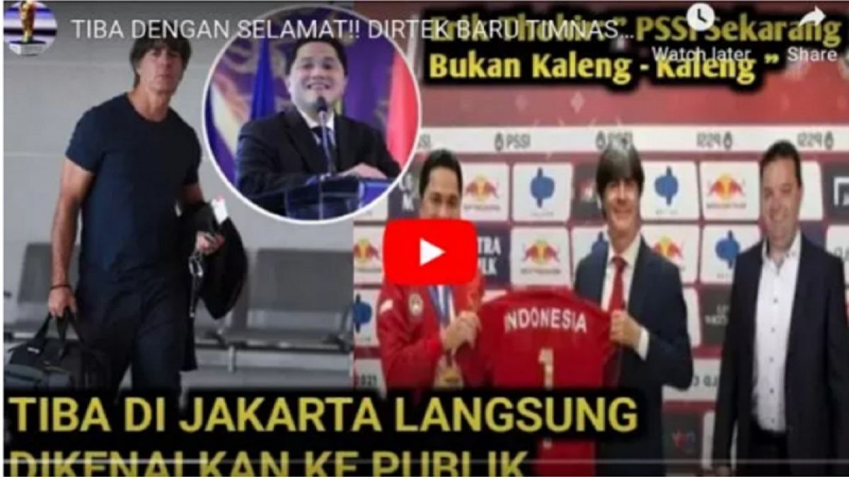 Thumbnail video yang menarasikan bahwa Joachim Low ditunjuk PSSI jadi direktur teknik Timnas Indonesia. Cek faktanya. [YouTube]