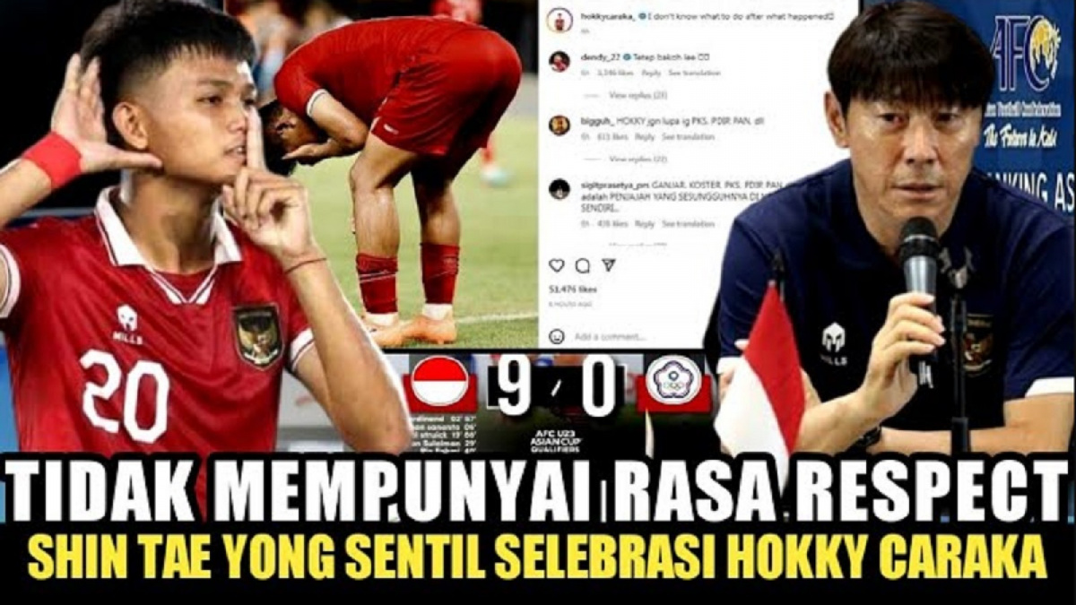 Thumbnail video menarasikan seolah Shin Tae-yong murka karena Hokky Caraka lakukan selebrasi penuh kontroversi. [YouTube]