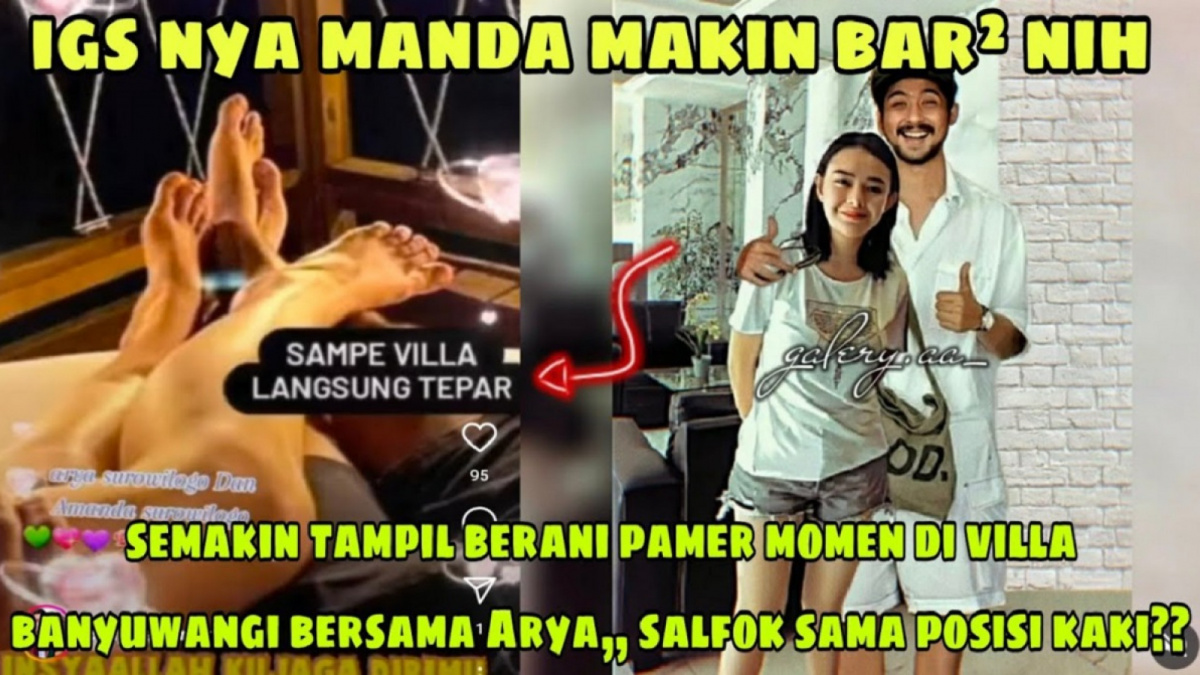 Thumbnail video hoaks menarasikan seolah Amanda Manopo dan Arya Saloka pergi bareng ke sebuah villa di Banyuwangi. [YouTube/OFFI CHANNEL]