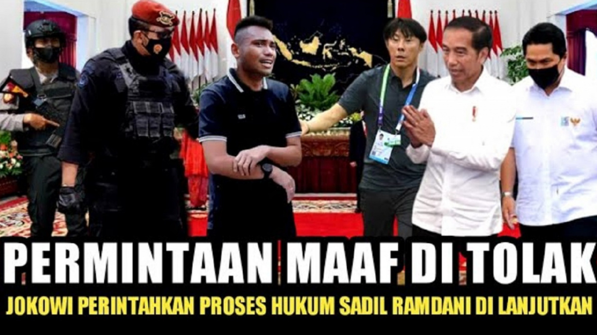 Thumbnail video hoaks menarasikan seolah permintaan maaf Saddil Ramdani ditolak Presiden Jokowi. [YouTube]