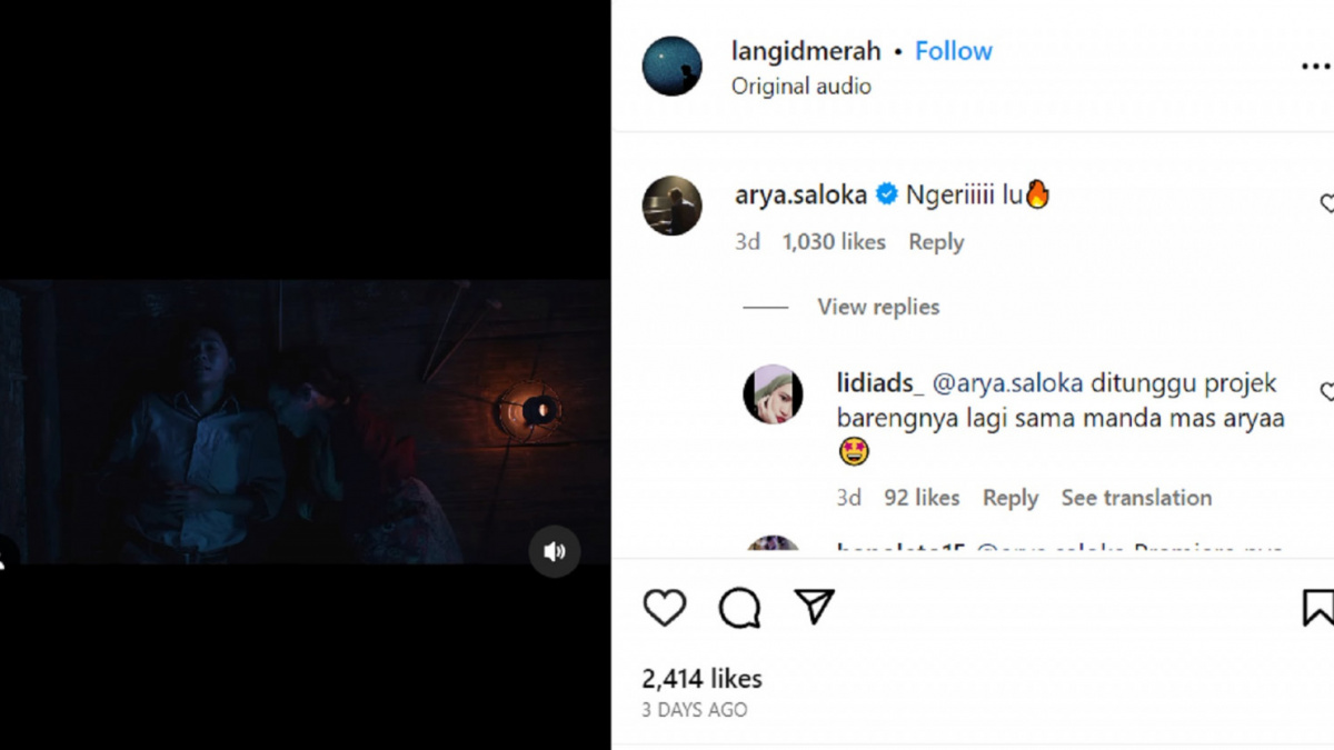 Tangkap layar Instagram @langidmerah menampilkan cuplikan teaser film Kupu Kupu Kertas [Instagram]