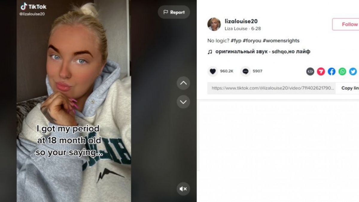 tiktok wanita menstruasi sejak balita [Postingan akun lizalouise20 yang mengaku sudah haid sejak usia balita. [Tiktok/capture]]