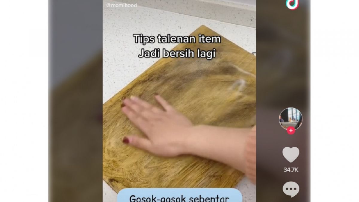 Video viral tips atau cara mengatasi talenan yang sudah menghitam. [Akun TikTok @momihood/captured]