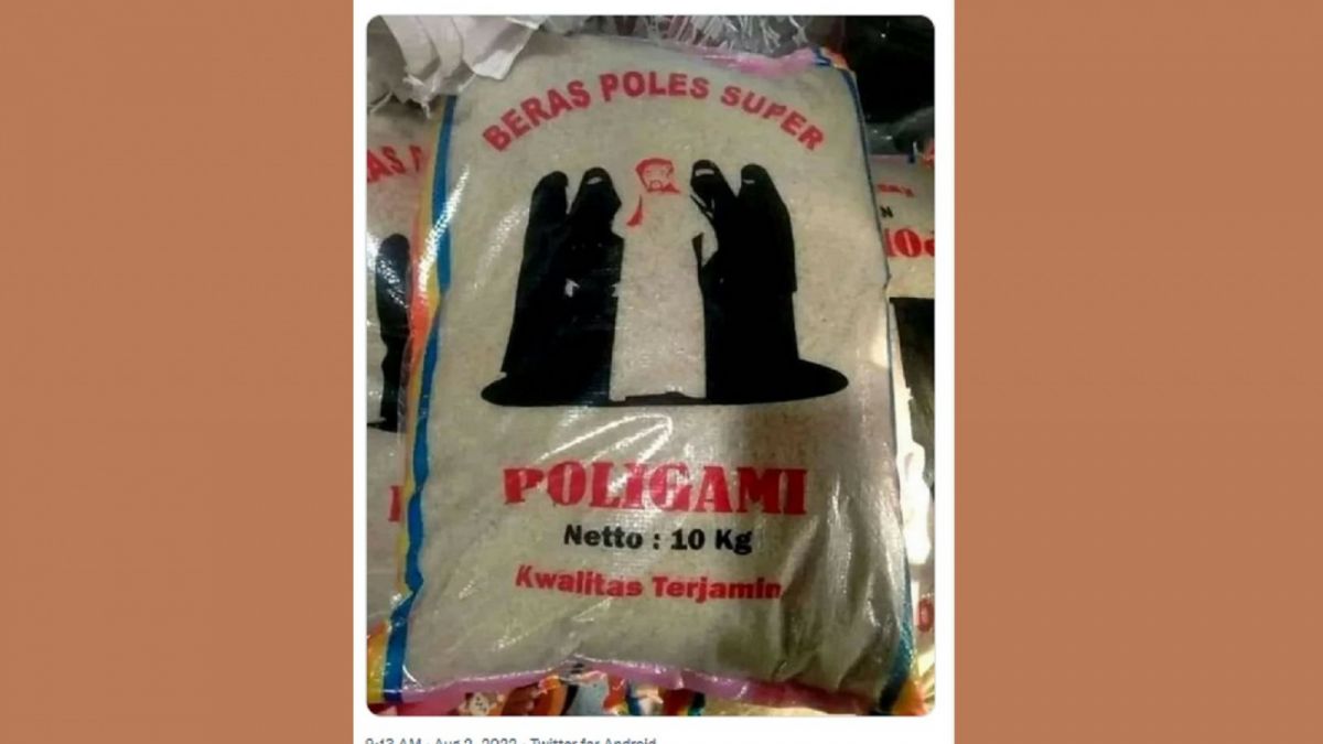 Postingan beras merek Poligami yang bikin heboh. [Twitter @middleclassthud/captured]