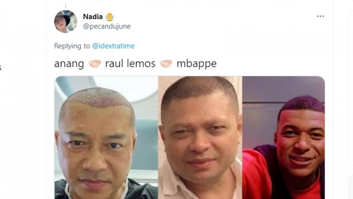 Foto Anang Hermansyah, Raul Lemos yang disebut mirip pemain Timnas Perancis, Kylan Mbappe [@pecandujune Twitter]