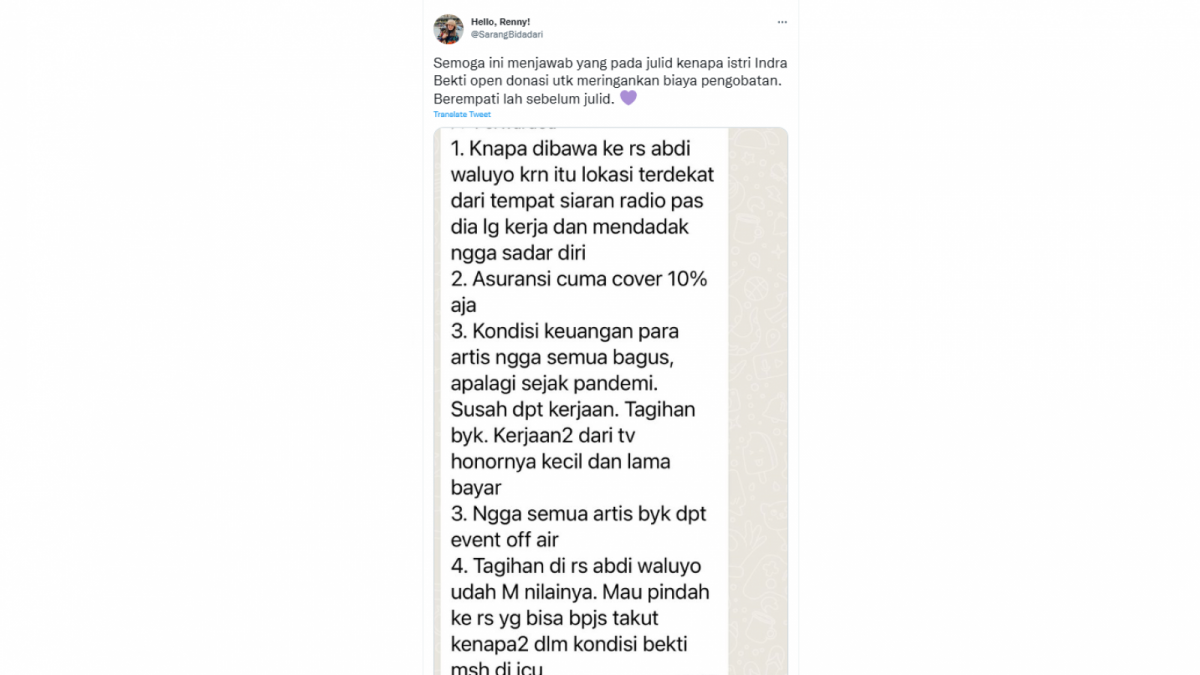 Tangkapan layar akun Twitter sarangbidadari [twitter/sarangbidadari]