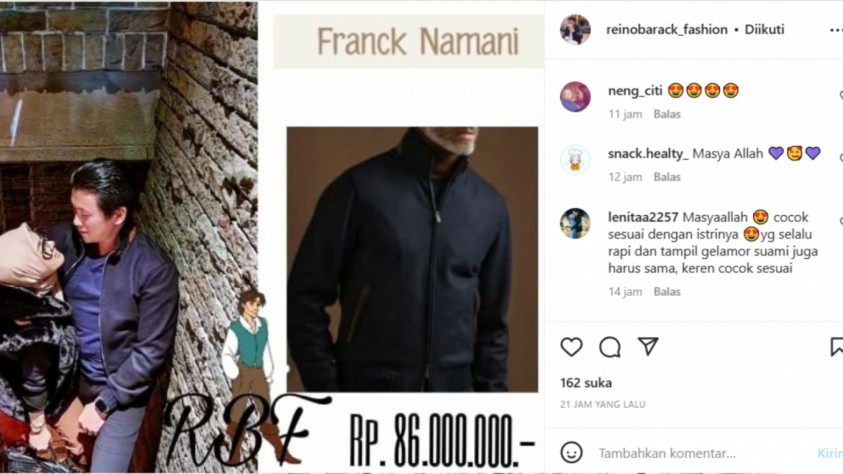 Tangkapan layar harga jaket Reino Barack [instagram/reinobarack_fashion]