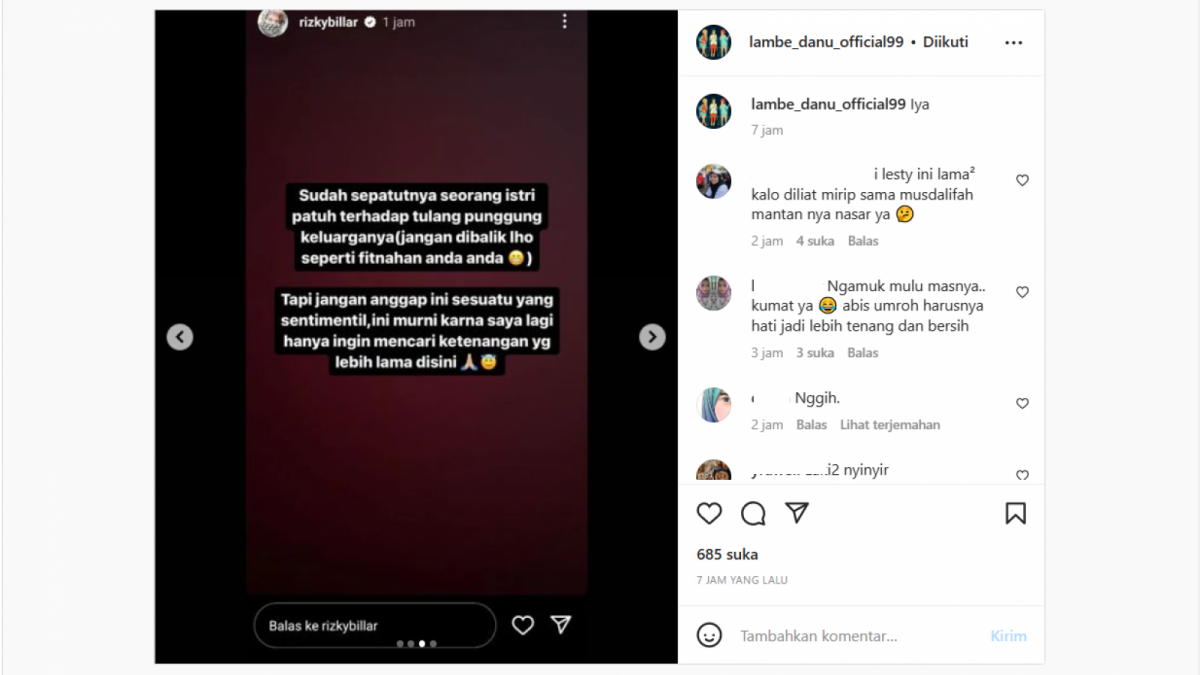 Unggahan Rizky Billar [instagram/lambe_danu_official]