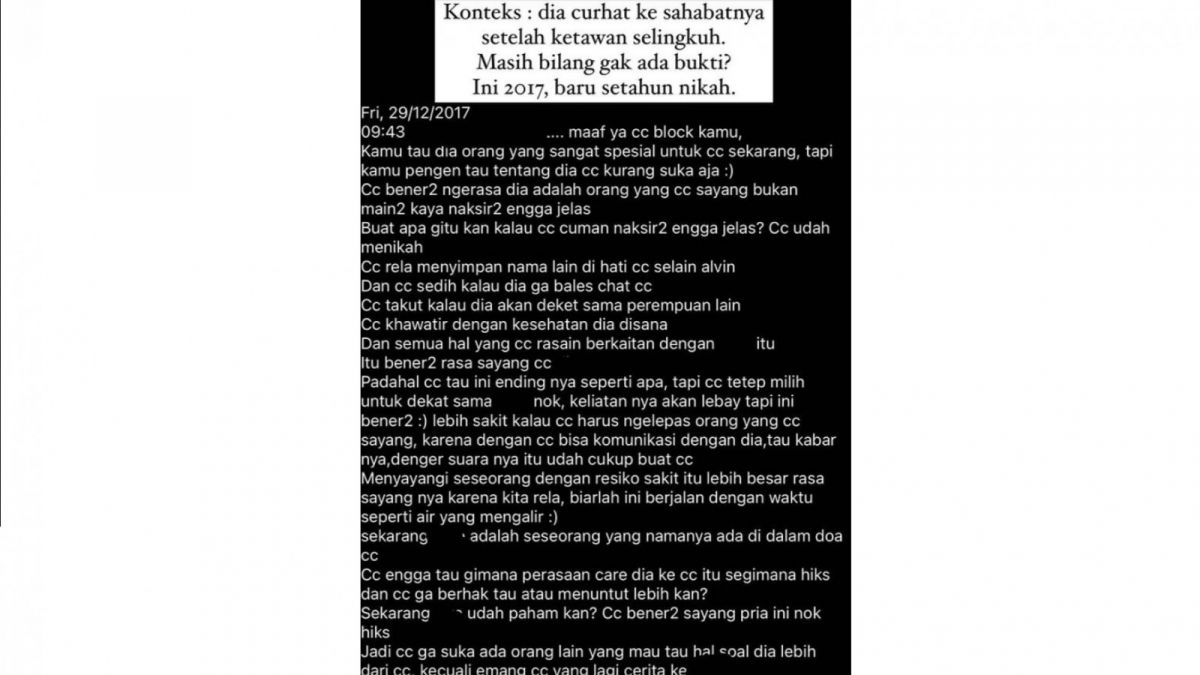 Tangkapan layar instagram story Alvin Faiz [instagram/alvin_411]