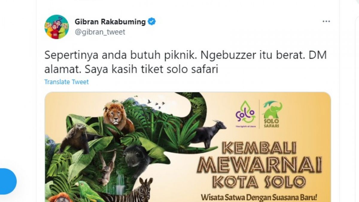 Unggahan Wali Kota Solo Gibran Rakabuming Raka [[Twitter @gibran_tweet]]