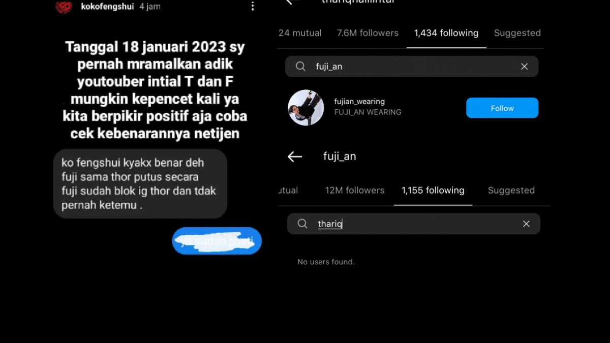 Kolase Tangkapan layar Fuji dan Thariq Halilintar [instagram]